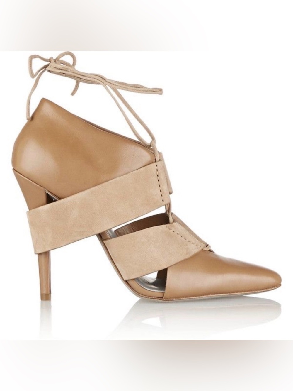 Alexander Wang Mila Lace Up Heeled Booties In Tan